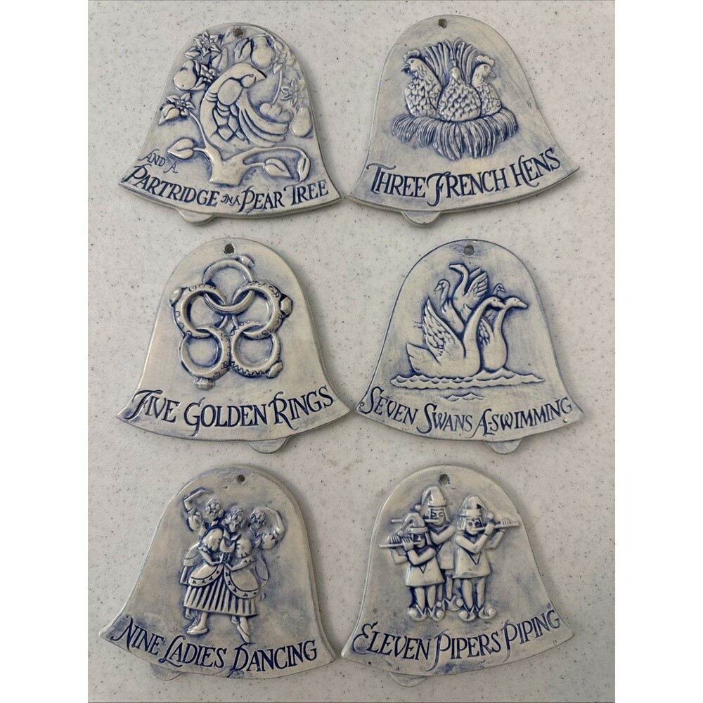 12 Days Of Christmas Ceramic Doublesided Christmas Tree Ornaments FULL SET